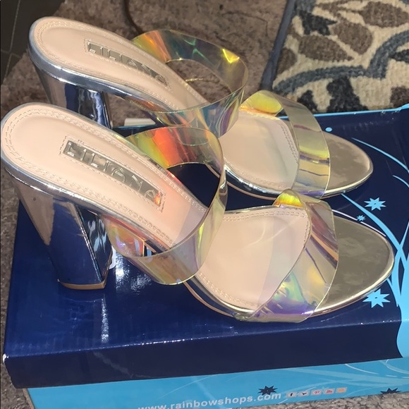 Holographic mule heels gently worn - Picture 1 of 1